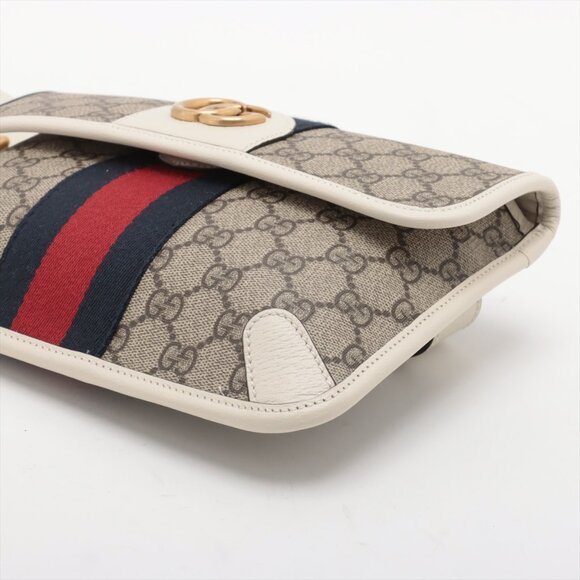 Sold out ❌Gucci GG Supreme PVC & leather Waist Bag Beige 674081 - Picture 3 of 8